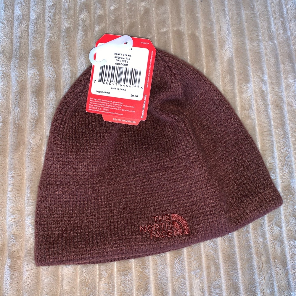 Burgundy North Face Beanie